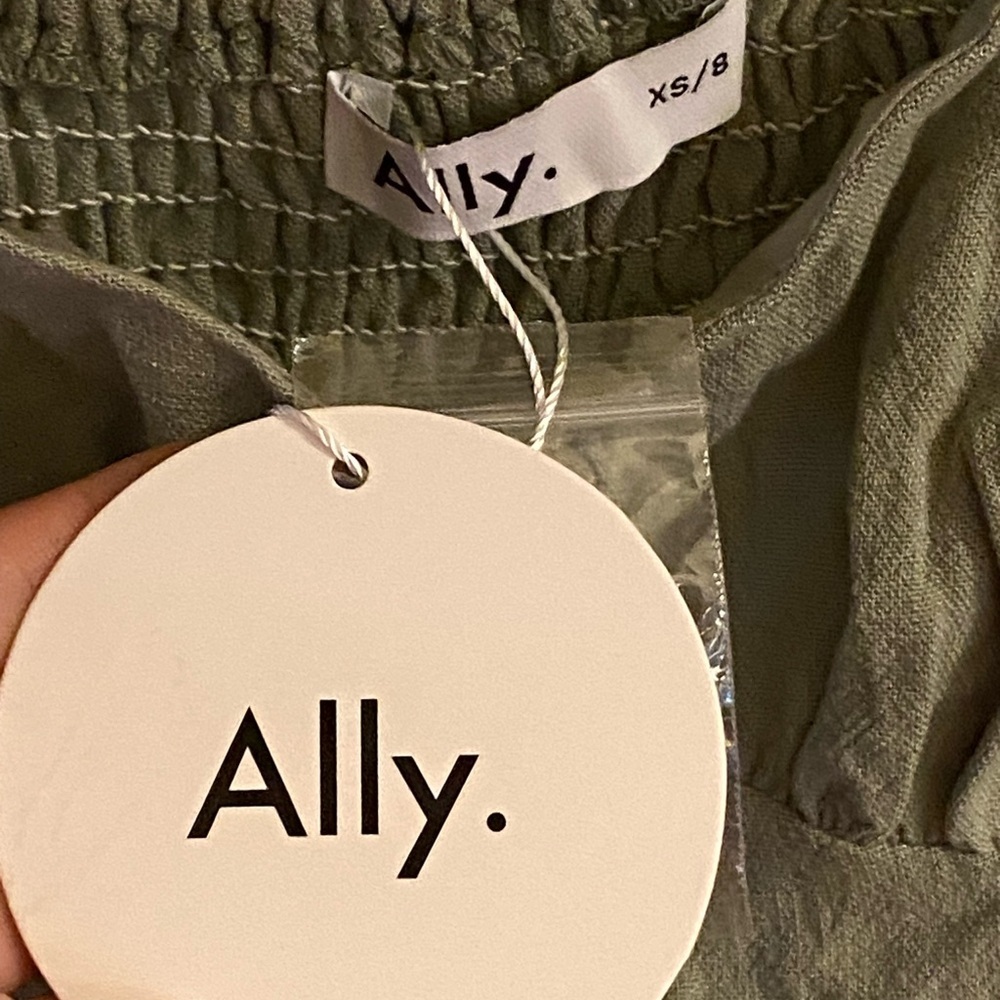 Ally Green Cami Crop Top Corset Linen casual chic coquette cottagecore milkmaid - Picture 6 of 15